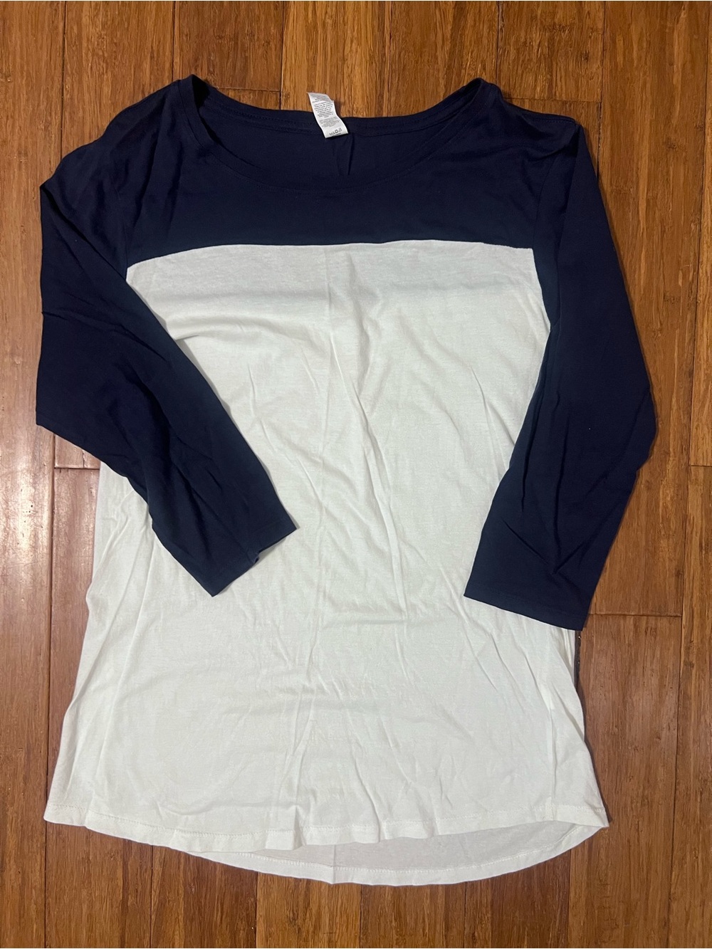 District Navy and White Colorblock Long Sleeve Tee